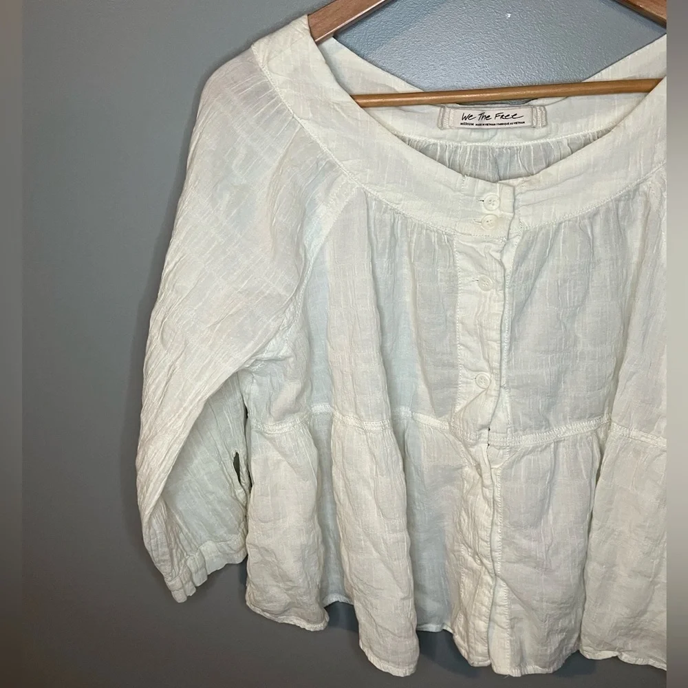 Free People x We The Free Sea To Shore Blouse Ivory - Romantic Cottagecore